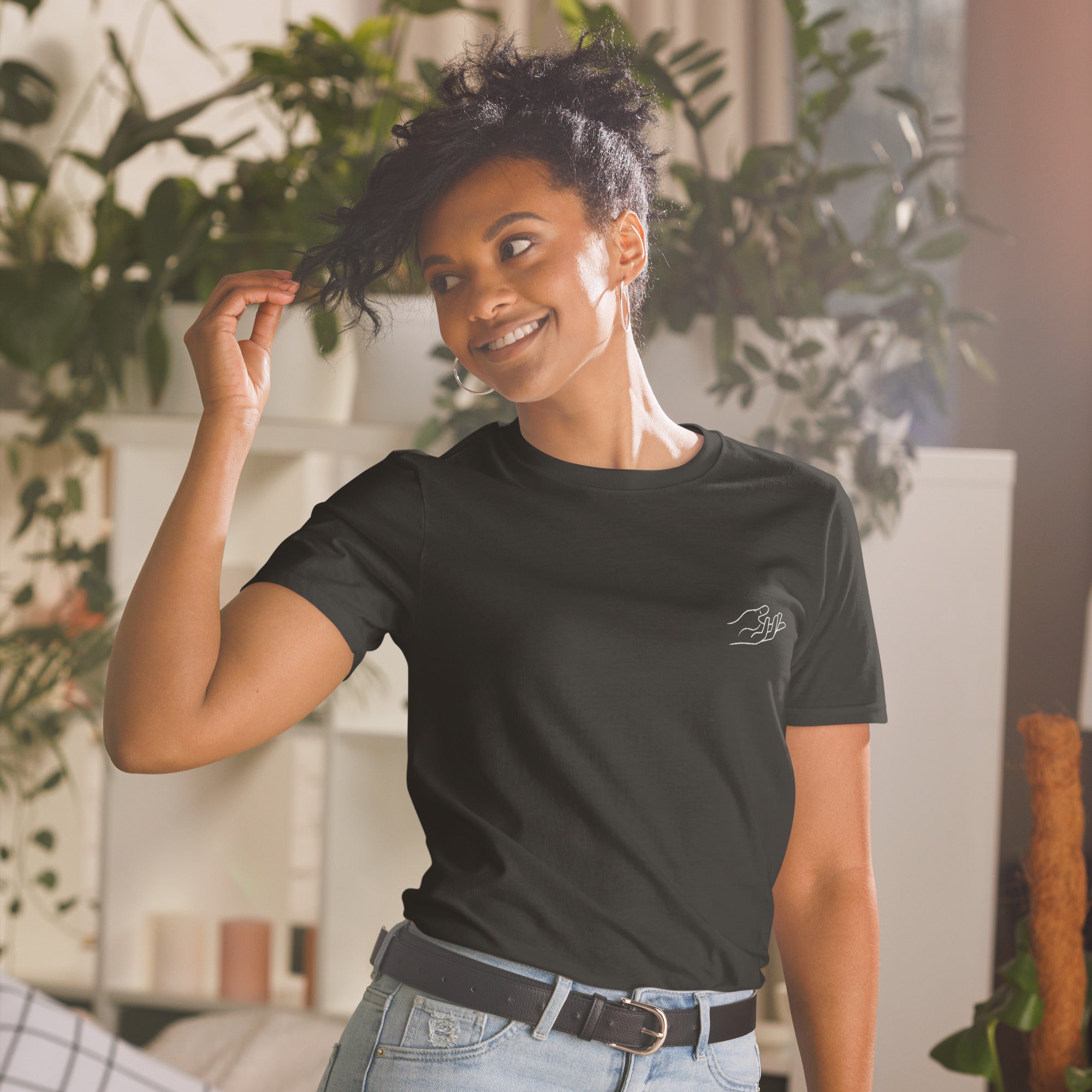 The Praying Hands – Women's T-Shirt – Small Embroidered Hand