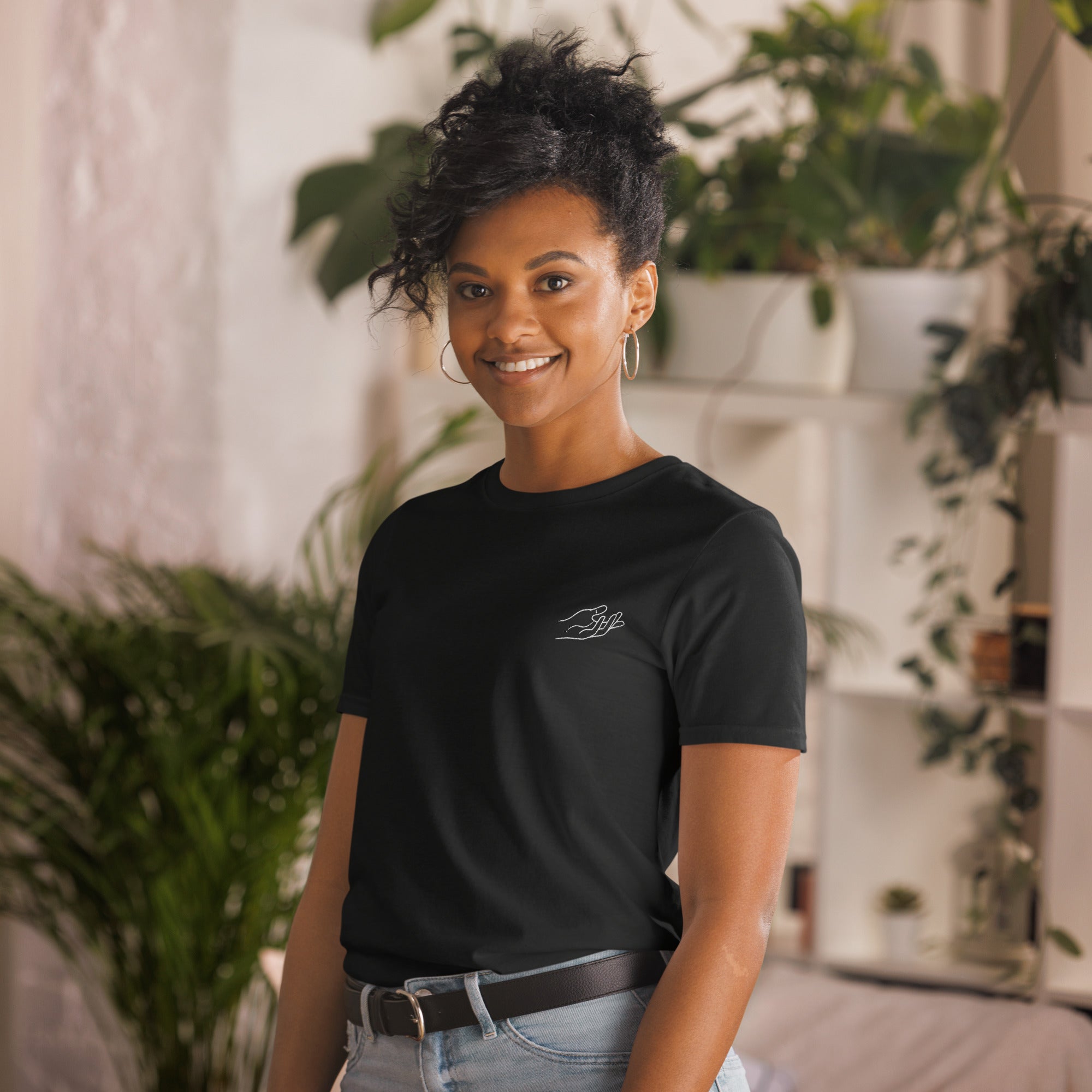 The Praying Hands – Women's T-Shirt – Small Embroidered Hand
