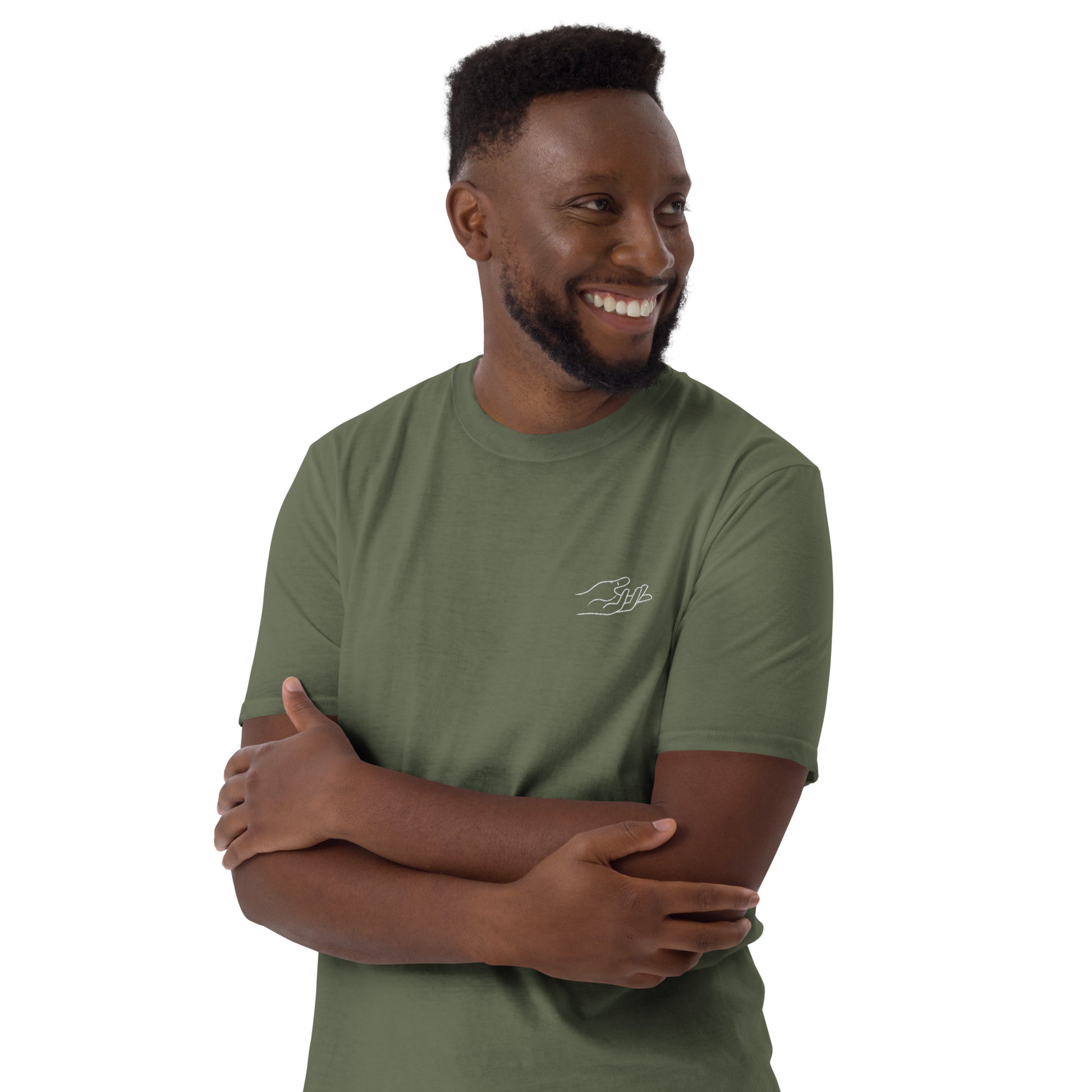 The Praying Hands – Herren T-Shirt – Dezente Handstickerei