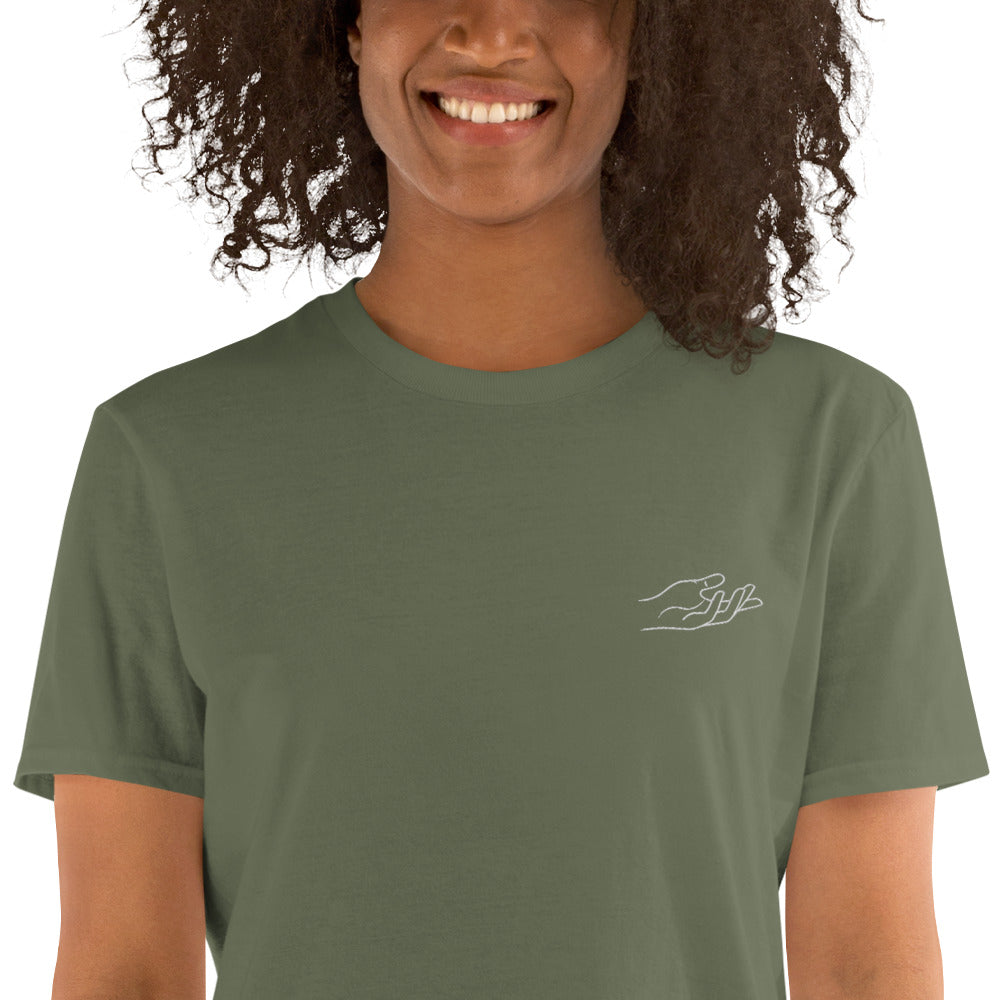 The Praying Hands – Women's T-Shirt – Small Embroidered Hand
