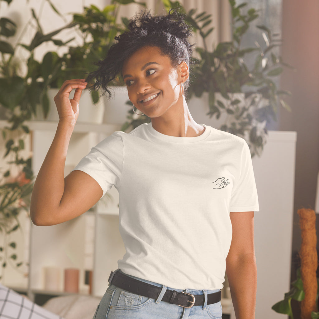 The Praying Hands – Women's T-Shirt – Small Embroidered Hand