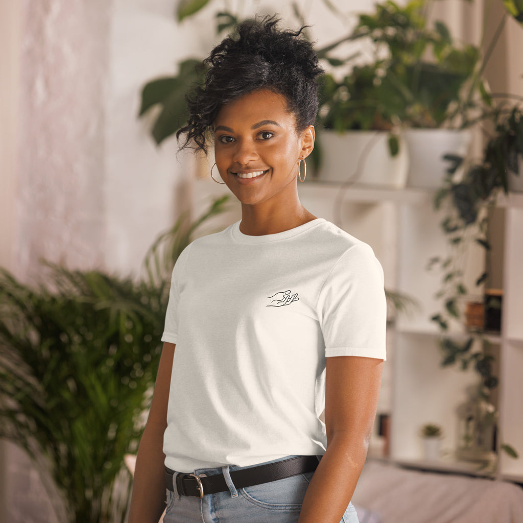 The Praying Hands – Women's T-Shirt – Small Embroidered Hand