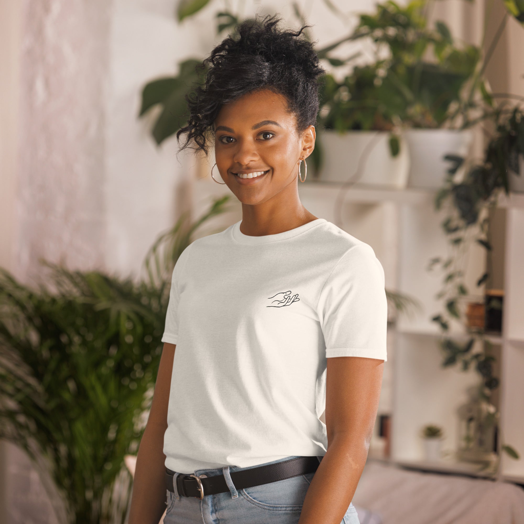 The Praying Hands – Women's T-Shirt – Small Embroidered Hand