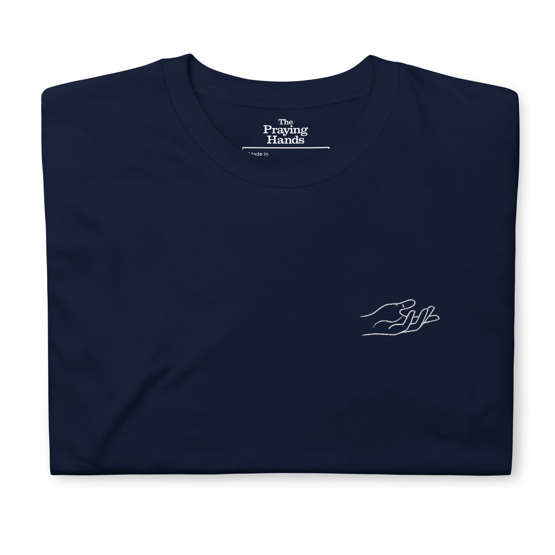 The Praying Hands – Herren T-Shirt – Dezente Handstickerei