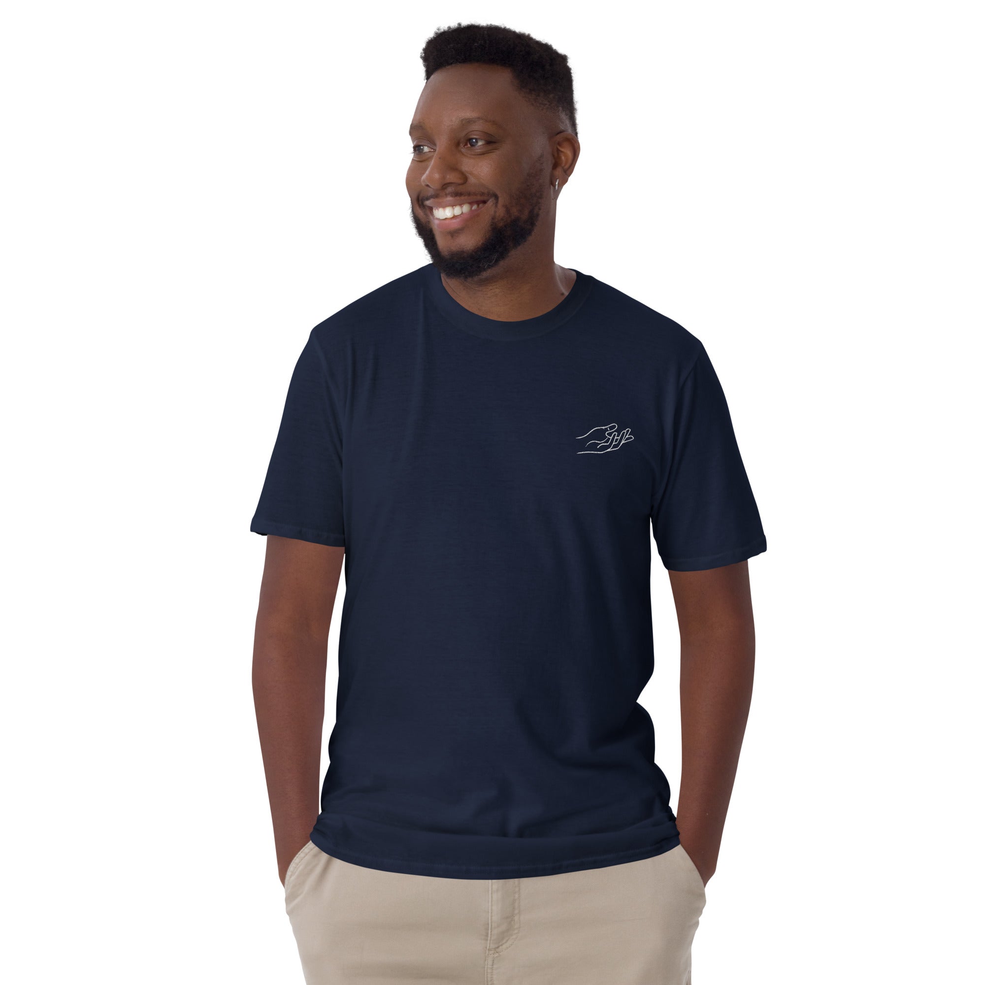 The Praying Hands – Men's T-Shirt – Small Embroidered Hand