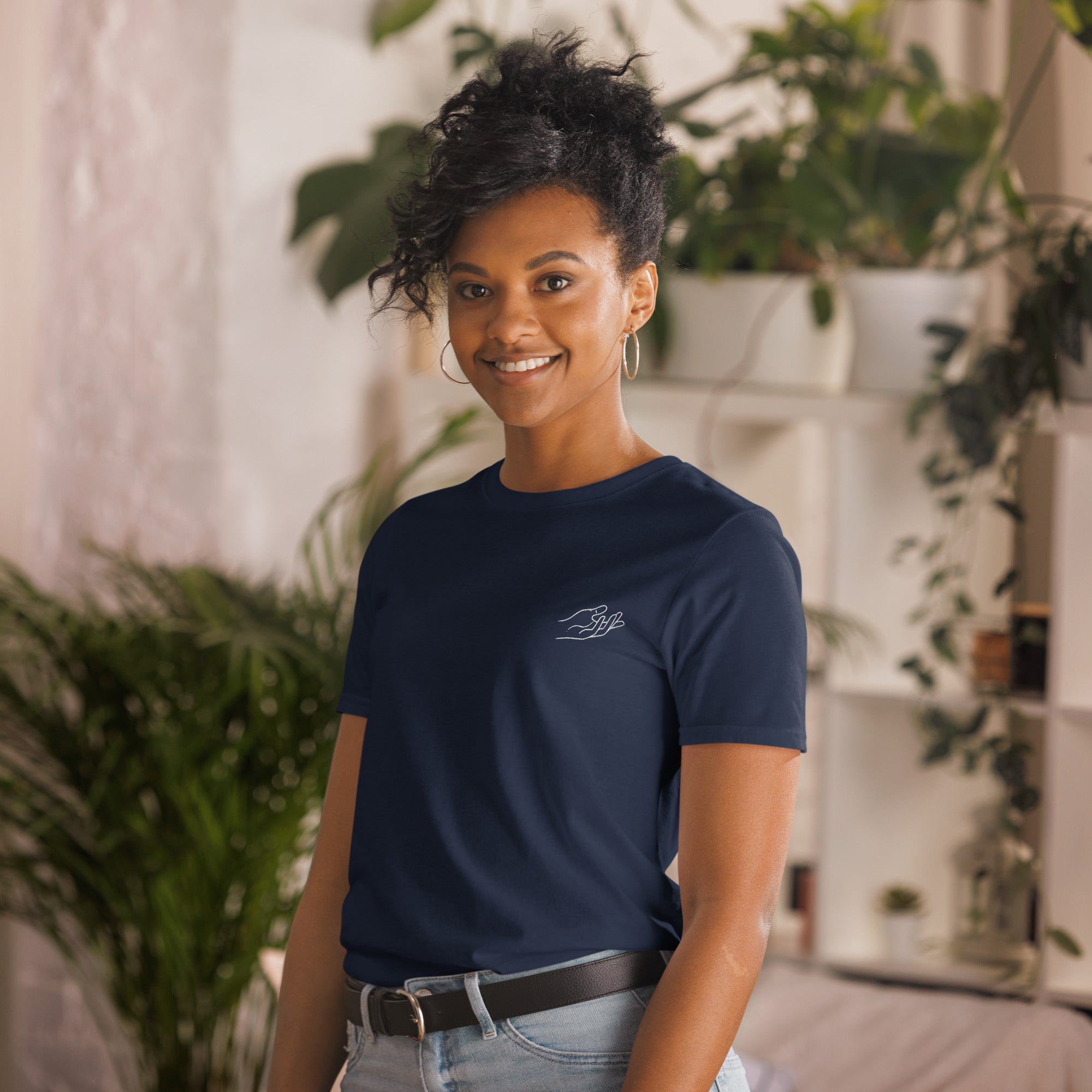 The Praying Hands – Women's T-Shirt – Small Embroidered Hand