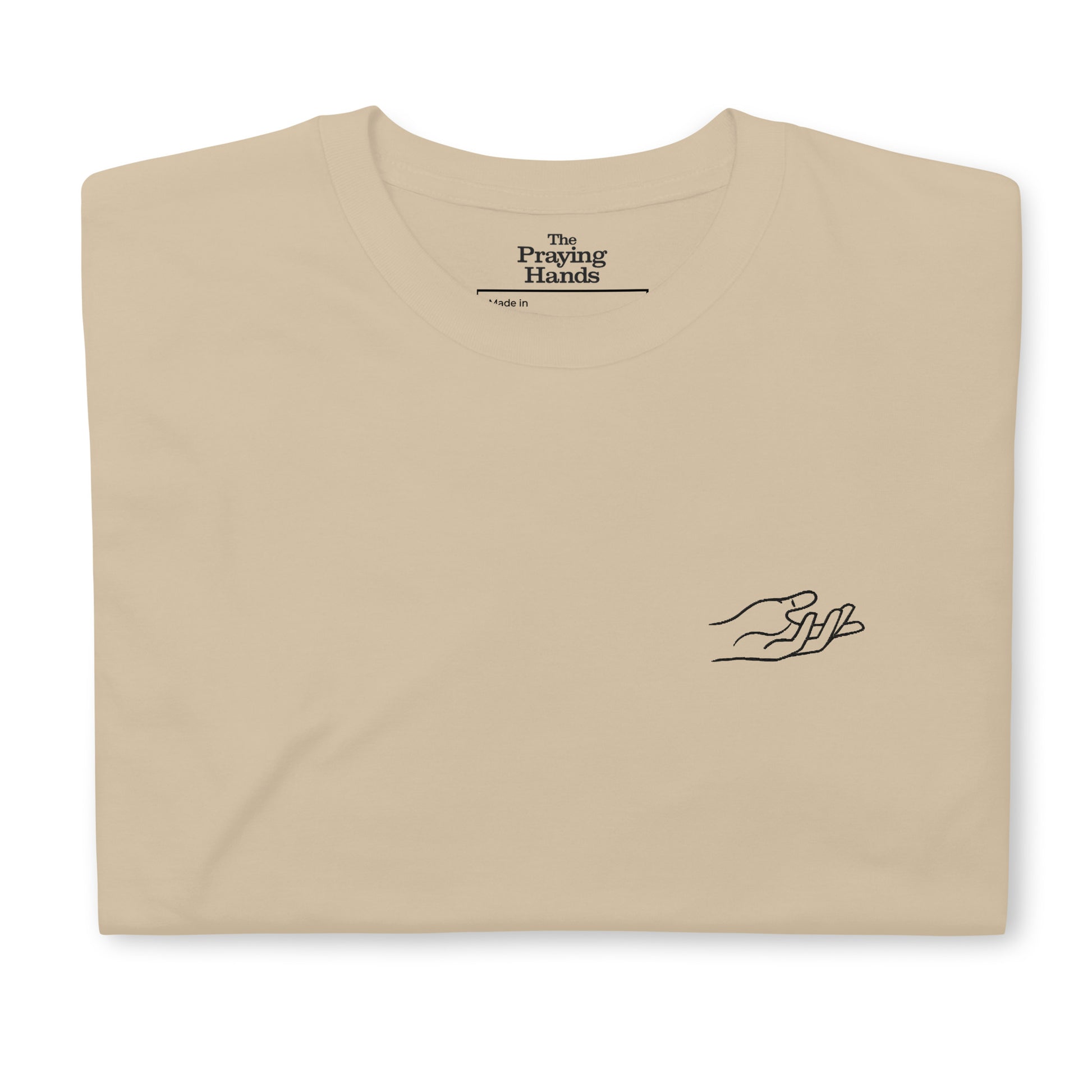 The Praying Hands – Herren T-Shirt – Dezente Handstickerei