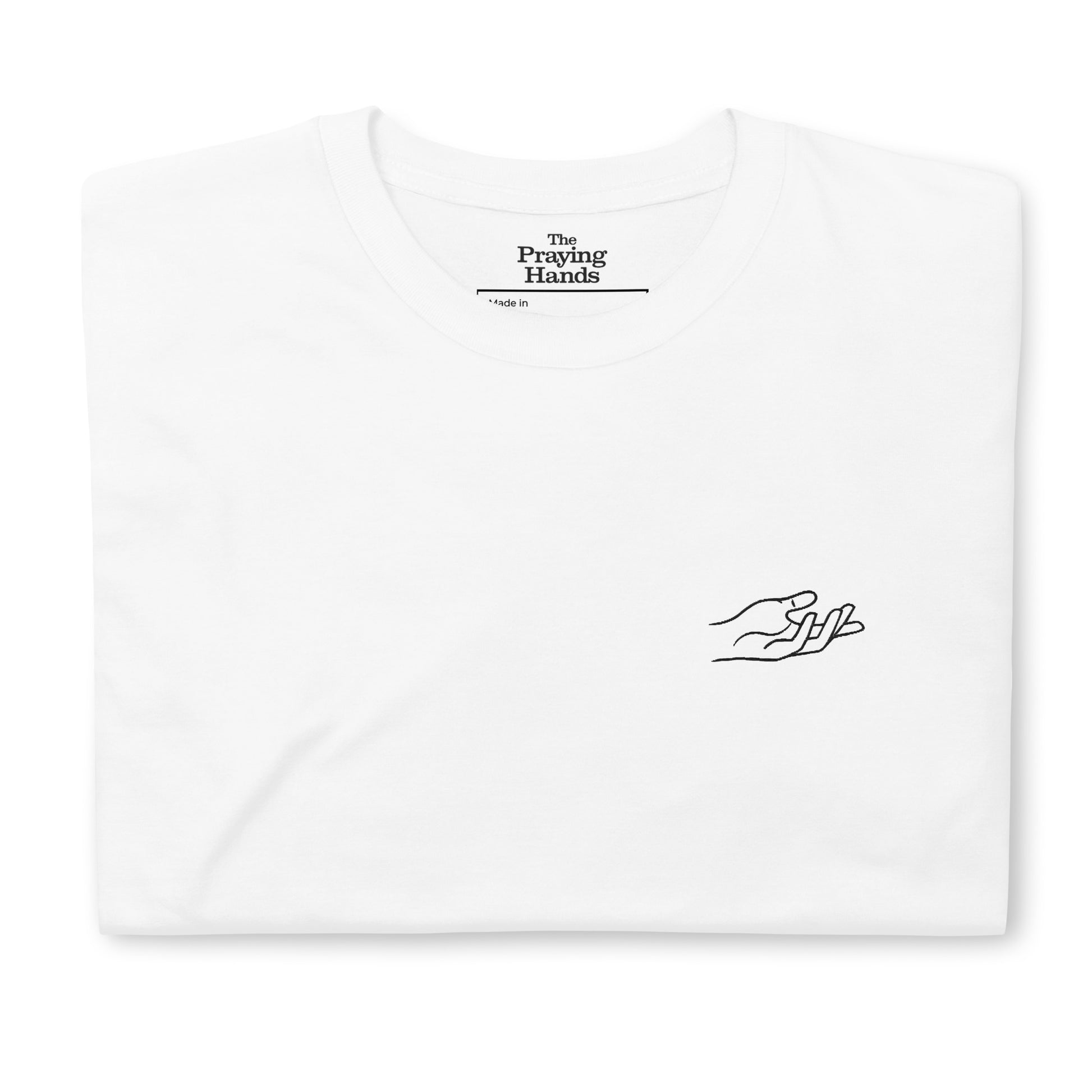 The Praying Hands – Herren T-Shirt – Dezente Handstickerei