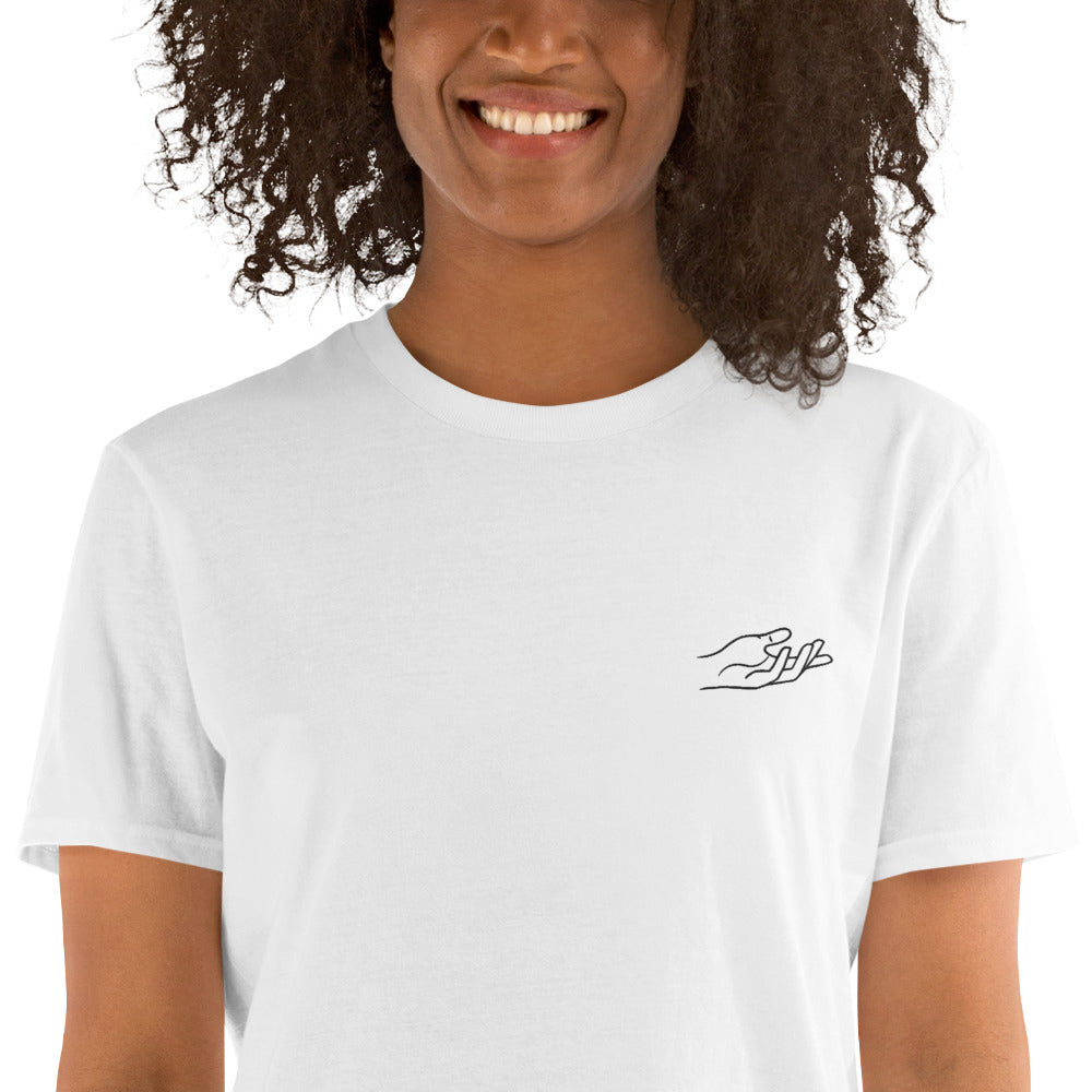 The Praying Hands – Women's T-Shirt – Small Embroidered Hand