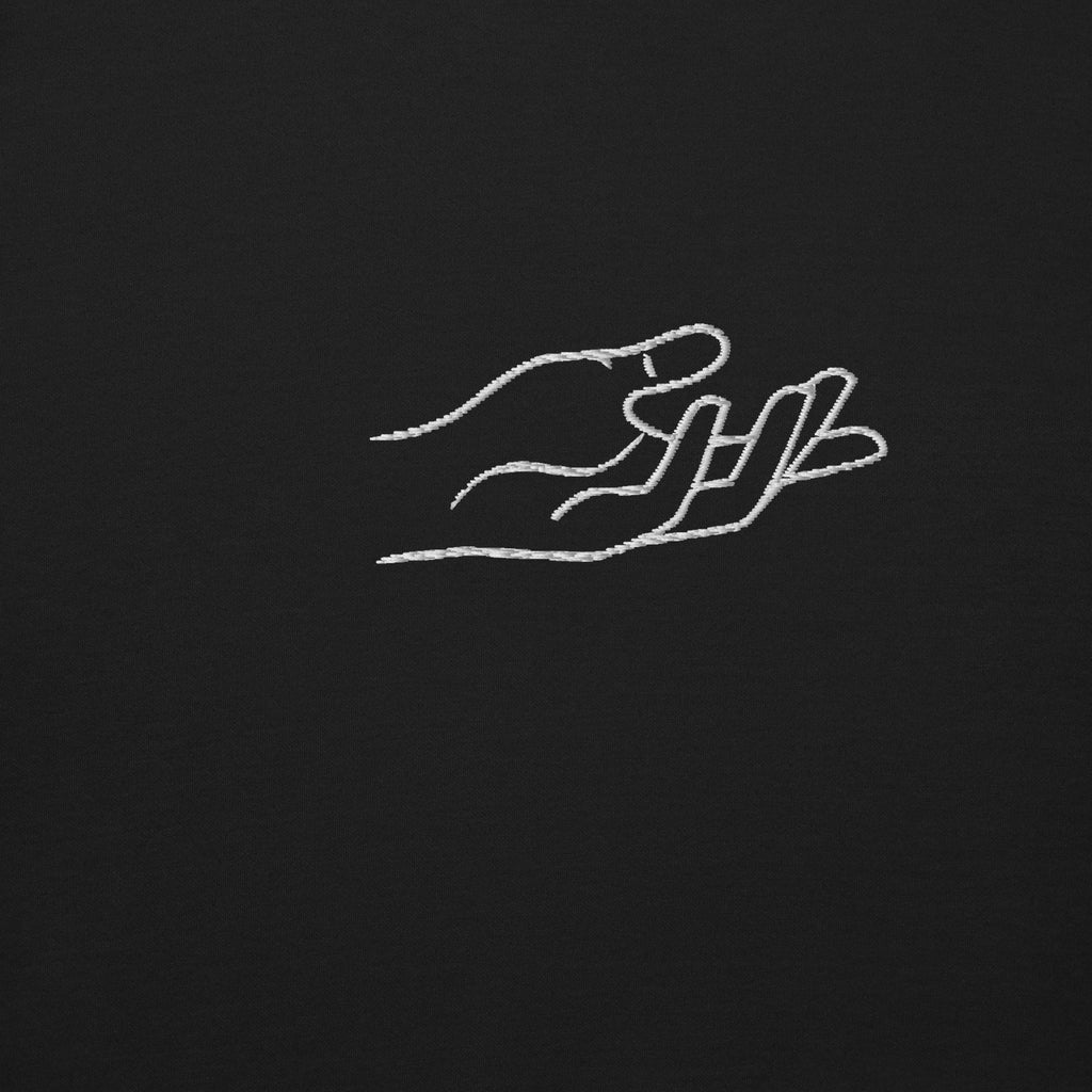 The Praying Hands – Men's Sweatshirt – Small Embroidered Hand