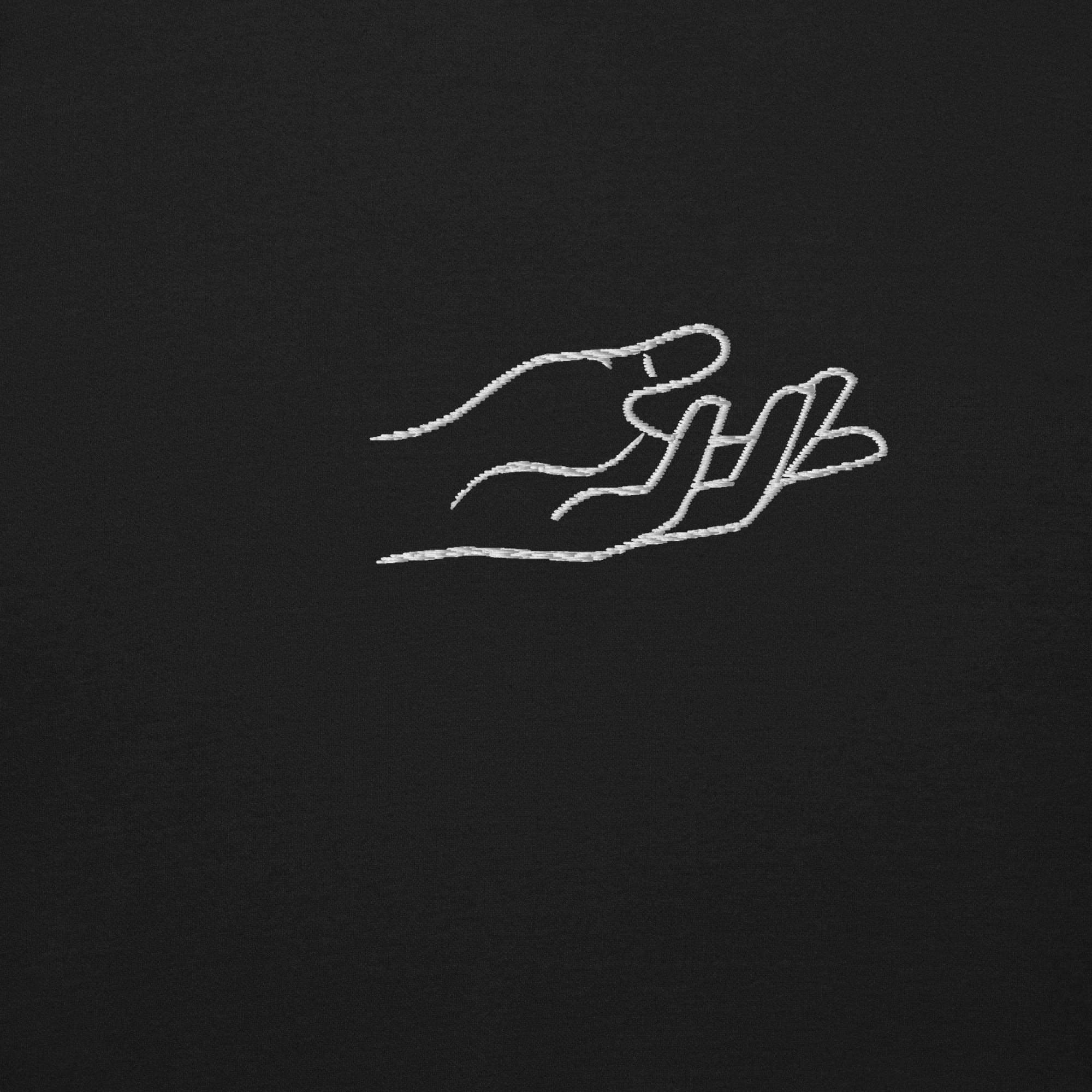 The Praying Hands – Men's Sweatshirt – Small Embroidered Hand