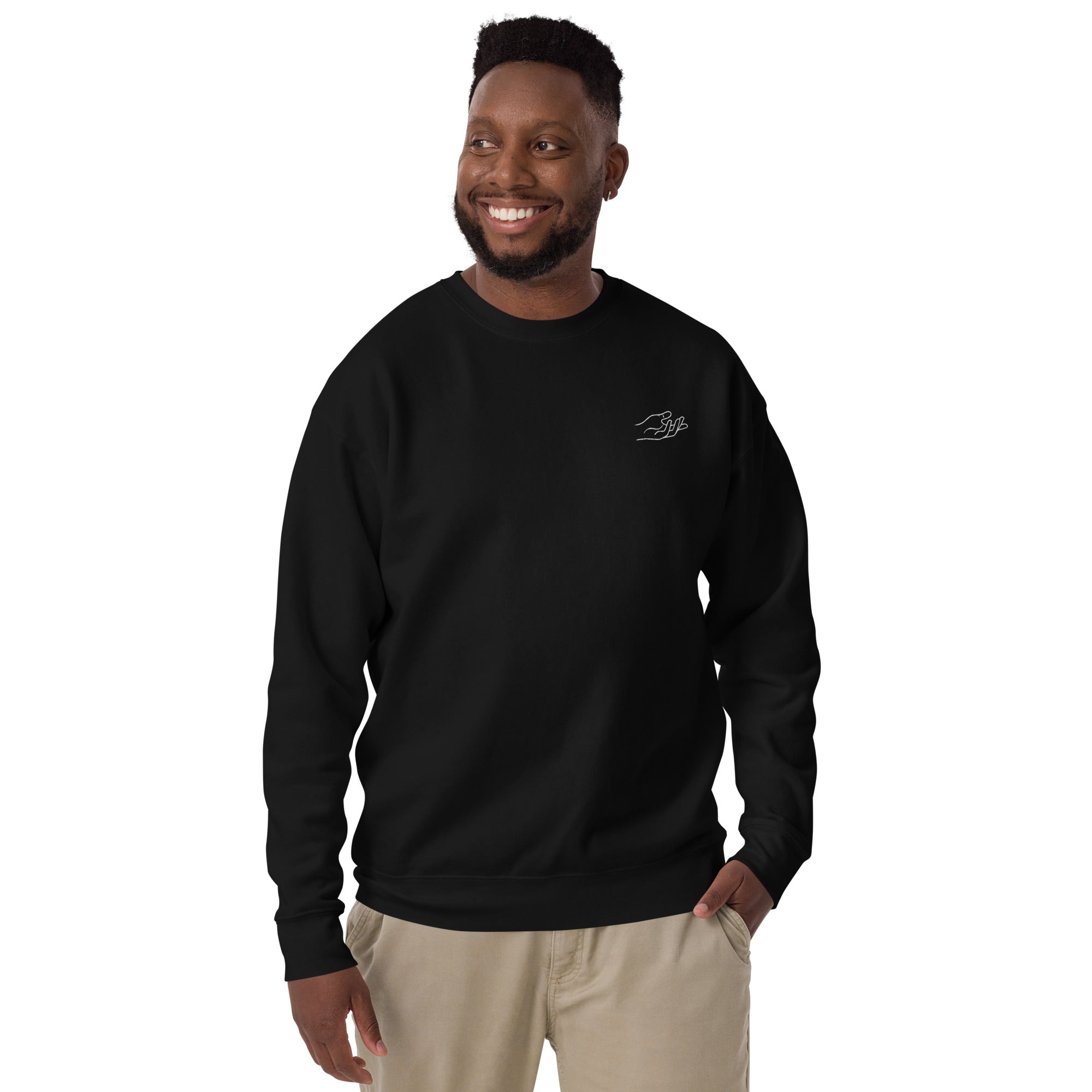 The Praying Hands – Men's Sweatshirt – Small Embroidered Hand